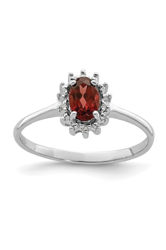 925 Sterling Silver Garnet Diamond Ring Fine Jewelry For Women Gifts For Her, Size 6
