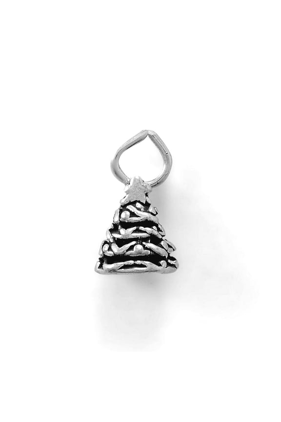 925 Sterling Silver Gather Round The Holiday Tree Charm Cute 3d 7.5mm X 9.3mm Pendant Necklace for Women