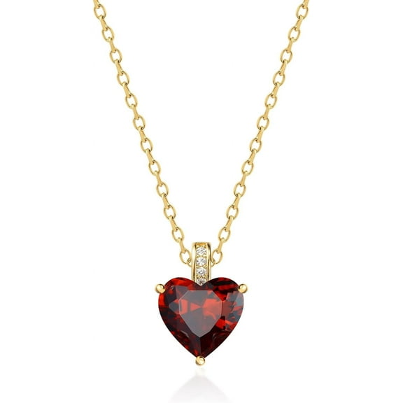 925 Sterling Silver Genuine Birthstone Necklace for Women, Heart Love Necklace, Birthday Gifts for Her
