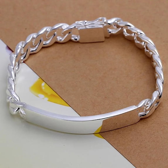 925 Sterling Silver Geometric Chain Pendant Bracelet – Elegant Unisex Fashion Accessory for Daily and Special Occasions