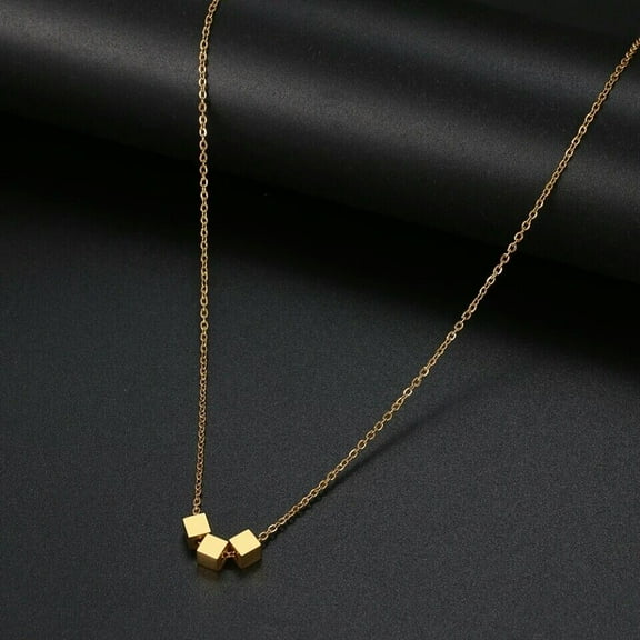 925 Sterling Silver Geometric Square Cube Simplicity Style Necklace Choker Gift.