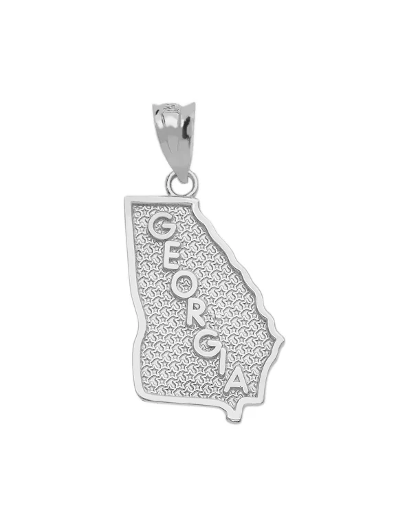 925 Sterling Silver Georgia State Map Pendant (PENDANT ONLY)