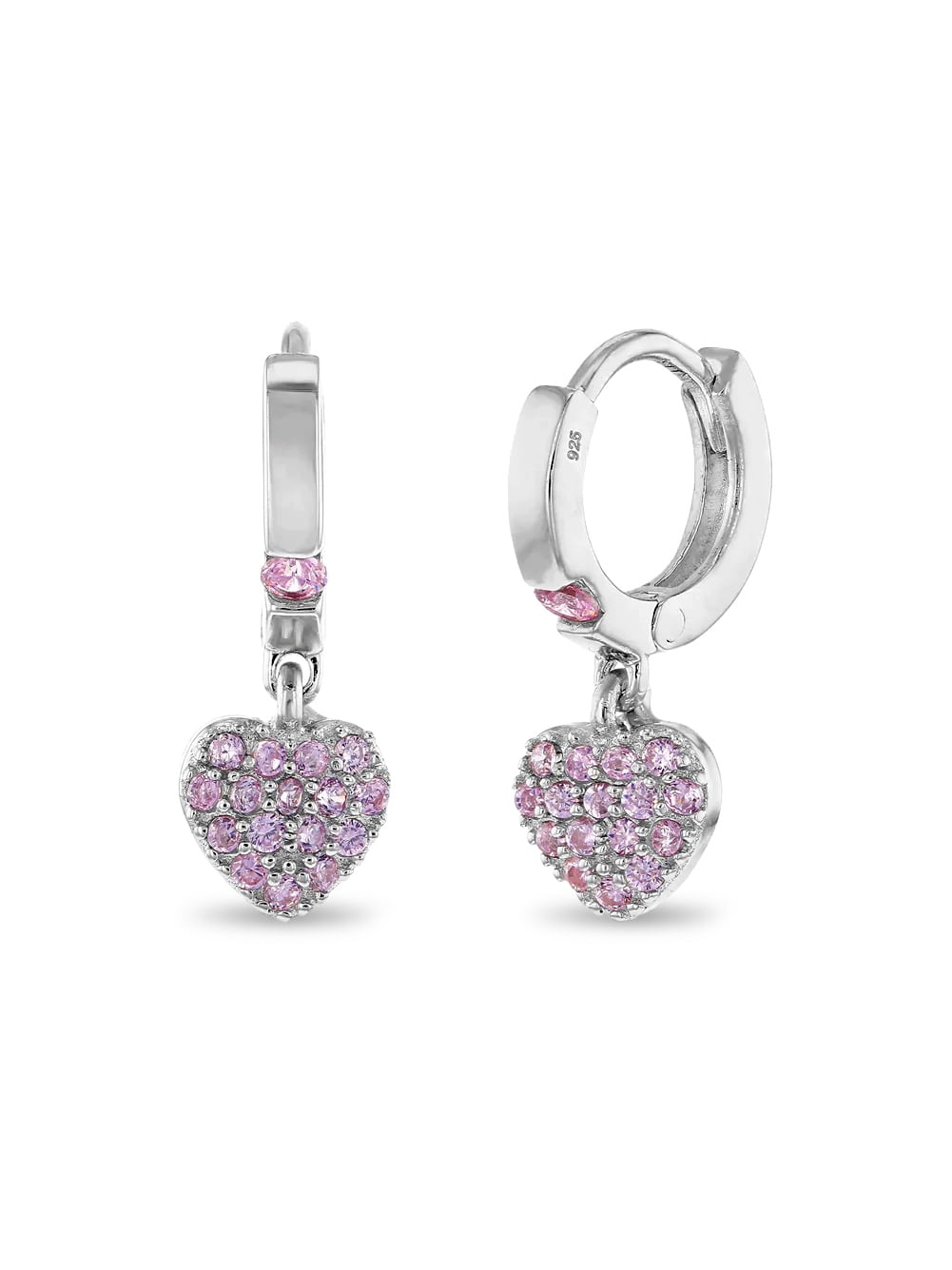 Kid's Dangle Hearts Sterling Silver Screw Back Earrings for Kids