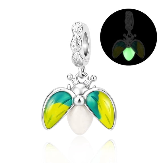925 Sterling Silver Glow In Dark Firefly Dangle Charm for Bracelets Charms Bangle Pendant Jewelry
