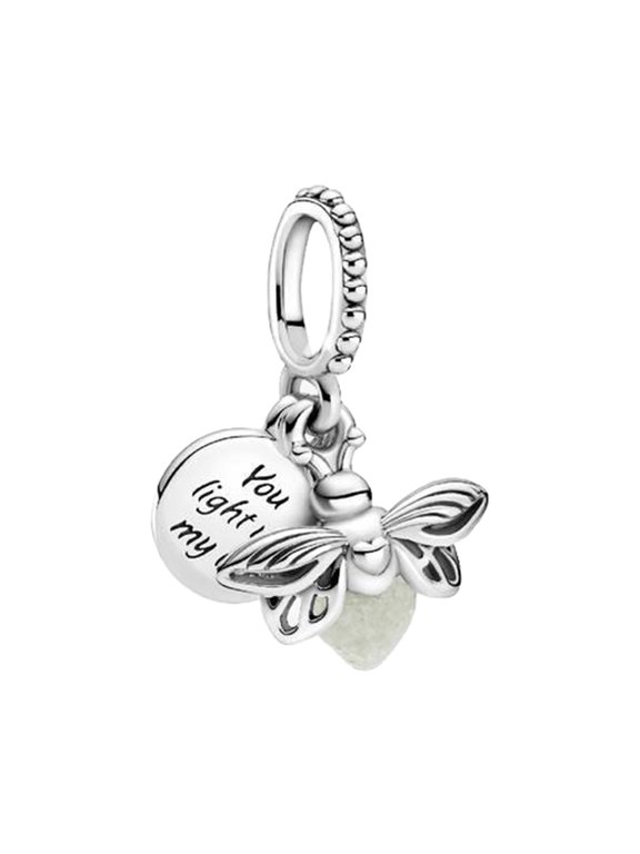 925 Sterling Silver Glow-in-the-dark Firefly Dangle Charm for Bracelet Charms Bangle Pendant Jewelry