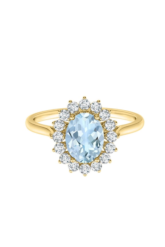 925 Sterling Silver Gold Finish Blue Topaz Solitaire Christmas Ring