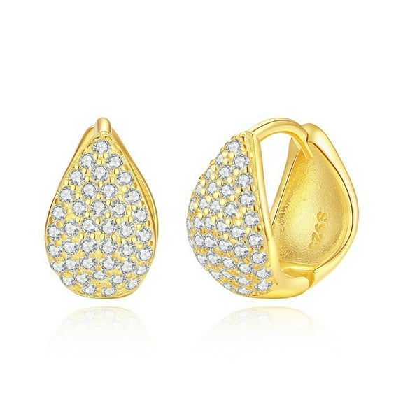 925 Sterling Silver Gold Hoop Earrings CZ Cubic Zirconia Hoops Earrings for Women Luxury Hypoallergenic Chunky Earrings