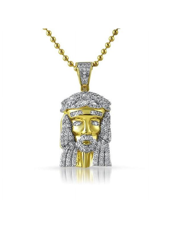 .925 Sterling Silver Gold Micro Jesus Pendant 2T