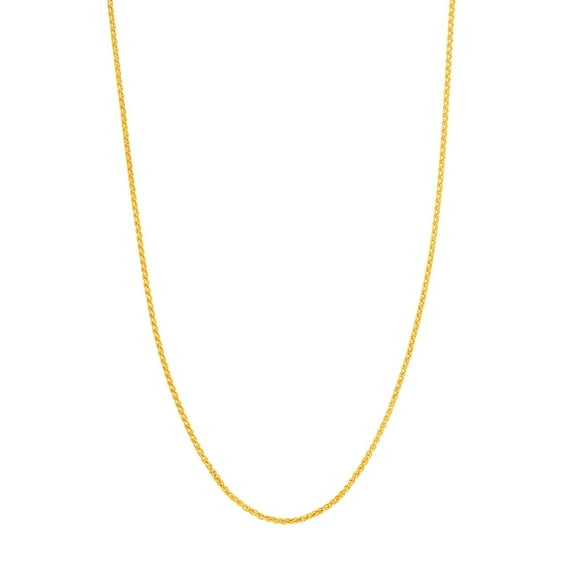 925 Sterling Silver Gold Plated 1.05mm Adjustable Round Wheat Chain Necklace With Bead 22 Inch Chain Necklace for Women