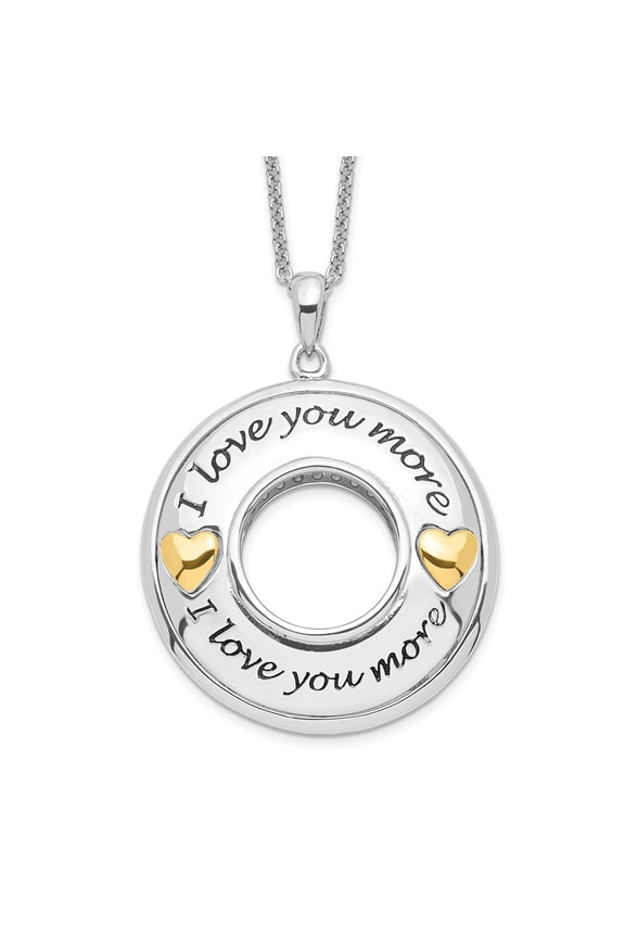 925 Sterling Silver Gold Plated Antiqued Cubic Zirconia I Love You More Necklace Fine Jewelry For Women Gifts For Her, 18"