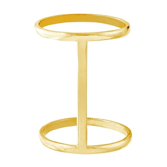 925 Sterling Silver Gold Plated Bar Connected Double Band Ring Size 7 Ring for Women and Men
