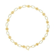 AMERICAN DESIGNS 925 Sterling Silver Gold Plated Flower Link Chain Bracelet, Jewelry for Baby Kids 5" - 6" Adjustable