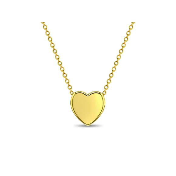 925 Sterling Silver Gold Plated Heart Shaped Necklace for Girls & Pre-Teens 16"