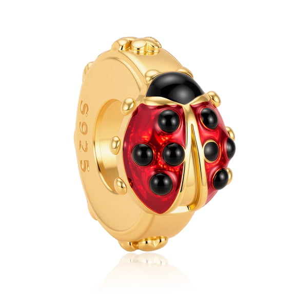 925 Sterling Silver Golden Ladybug Charm Bead for Bracelet Charms Bangle Pendant Jewelry