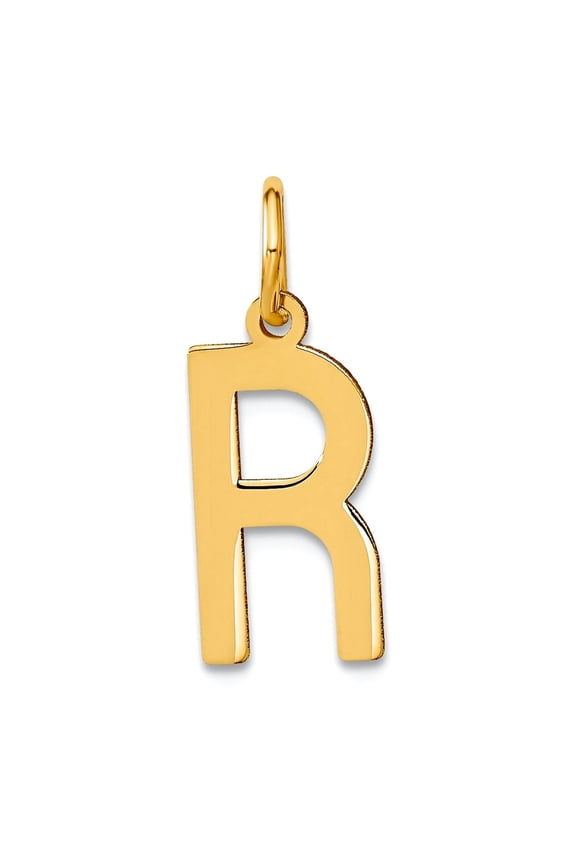 925 Sterling Silver Gold Plated Letter R Initial Pendant Necklace Pendant for Women - .6 Grams