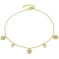 thumbnail image 1 of .925 Sterling Silver Gold Plated Micro Pave Heart Charm Anklet, Cubic Zirconia Ankle Bracelet, Giorgio Bergamo Gold, 1 of 5