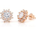 thumbnail image 1 of .925 Sterling Silver Gold Plated Micro Pave Starburst Stud Earrings, Giorgio Bergamo Rose, 1 of 4