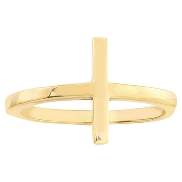 925 Sterling Silver Gold Plated Side ways Medium High Polished Religious  Faith Cross Ring Size 8 Jewelry Gifts for Women