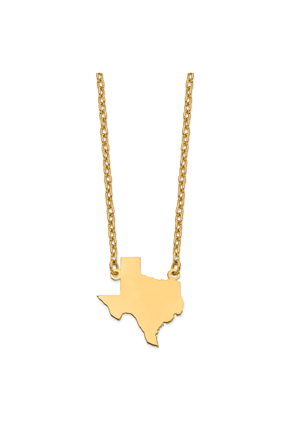 925 Sterling Silver Gold Plated TX State Shaped Pendant with chain