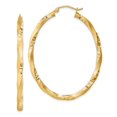 thumbnail image 1 of 925 Sterling Silver Gold Plated Womens 4mm x 40mm Satin Twist Oval Hoop Earrings, 1 of 4