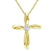 MERAVI JEWELERS 925 Sterling Silver Gold Religious Christian Cross Necklace and Pendant Ribbon Infinity