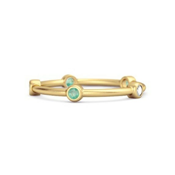 925 Sterling Silver Gold Vermeil 0.30 Ct Natural Emerald Stackable Women Valentines Day Gifts Ring