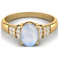 925 Sterling Silver Gold Vermeil 1.66 Ct Oval Cut Moonstone Engagement Women Valentines Day Gifts Ring