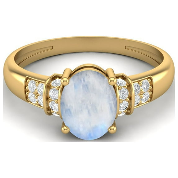 925 Sterling Silver Gold Vermeil 1.66 Ct Oval Cut Moonstone Engagement Women Mother's Day Gift Ring