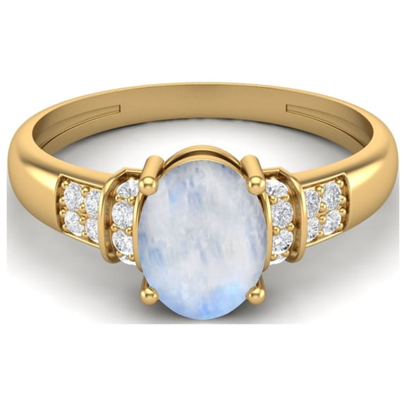 925 Sterling Silver Gold Vermeil 1.66 Ct Oval Cut Moonstone Engagement Women Valentines Day Gifts Ring