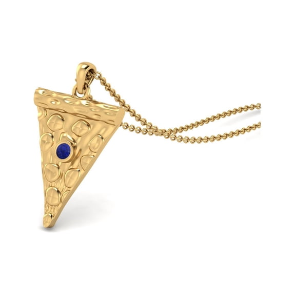 925 Sterling Silver Gold Vermeil 3mm Round Lapis Trillion Shape Women Valentines Day Gifts Necklace