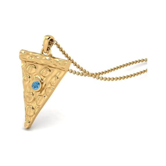 925 Sterling Silver Gold Vermeil 3mm Round Swiss Blue Topaz Trillion Shape Women Valentines Day Gifts Necklace