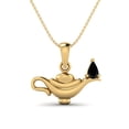 thumbnail image 1 of 925 Sterling Silver Gold Vermeil 5x3 MM Pear Black Spinel Dainty Aladdin Lamp Necklace, 1 of 4