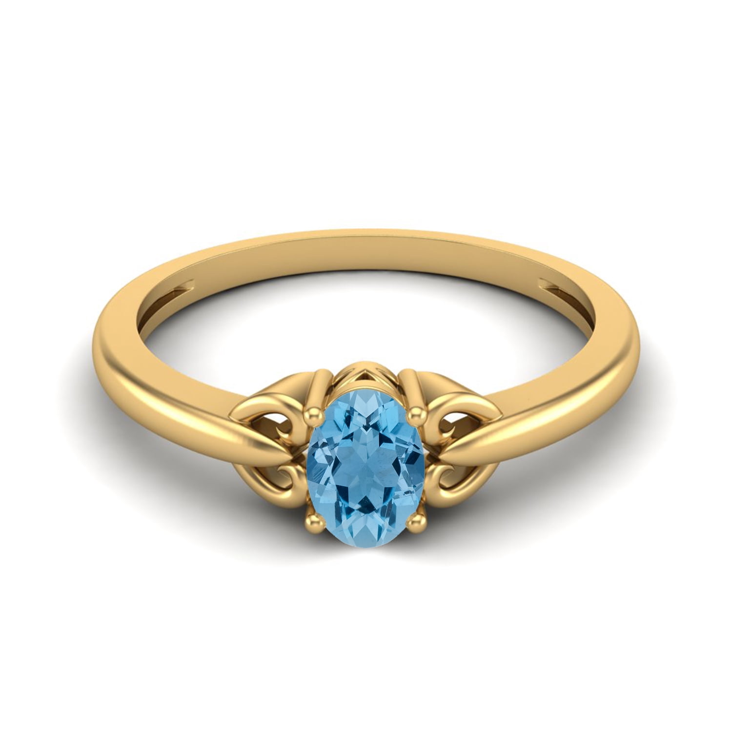 925 Sterling Silver Gold Vermeil 6X4mm Oval Swiss Blue Topaz Solitaire ...
