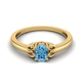 thumbnail image 1 of 925 Sterling Silver Gold Vermeil 6X4mm Oval Swiss Blue Topaz Solitaire Women Mother's Day Gift Ring, 1 of 3