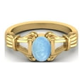 thumbnail image 1 of 925 Sterling Silver Gold Vermeil 7x5mm Oval Shape Larimar Engagement Women Valentines Day Gifts Ring, 1 of 4