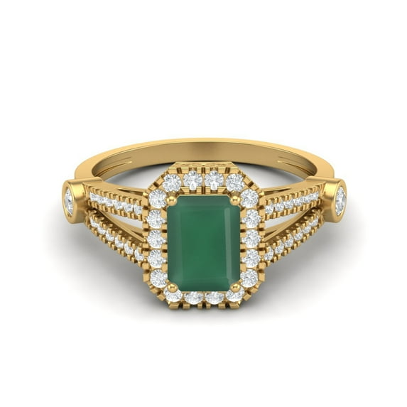 925 Sterling Silver Gold Vermeil 9X7mm Cushion Green Onyx 925 Sterling Silver Solitaire Split Shank Valentines Day Gifts Ring