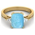 thumbnail image 1 of 925 Sterling Silver Gold Vermeil 9X7mm Cushion Larimar Solitaire Women Mother's Day Gift Ring, 1 of 3