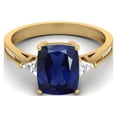 thumbnail image 1 of 925 Sterling Silver Gold Vermeil 9X7mm Cushion Simulated Blue Sapphire Solitaire Women Valentines Day Gifts Ring, 1 of 3