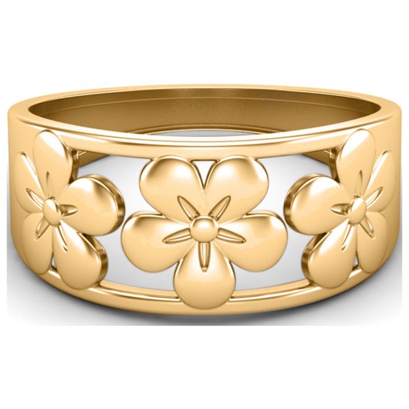 Mooneye 925 Sterling Silver Gold Vermeil Daisy Flower Wide Band Women Valentines Day Gift Ring