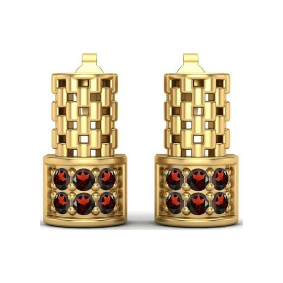 925 Sterling Silver Gold Vermeil Elegance Round Garnet Women Stud Mother's Day Gift Earrings