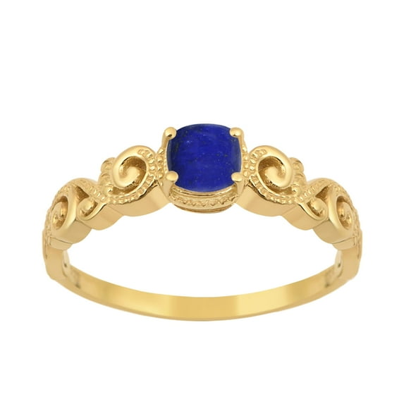 Mooneye 925 Sterling Silver Gold Vermeil Lapis Cushion 6mm Women's Solstic Engagement Ring, 0.75 Ct