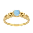 thumbnail image 1 of 925 Sterling Silver Gold Vermeil Larimar Cushion 6mm Women's Solstic Valentines Day Gifts Ring, 0.75 Ct, 1 of 4