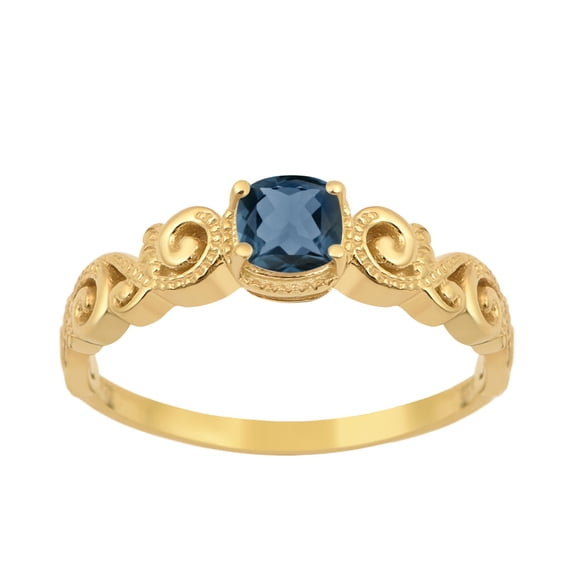 925 Sterling Silver Gold Vermeil London Blue Topaz Cushion 6mm Women's Solstic Valentines Day Gifts Ring, 0.75 Ct