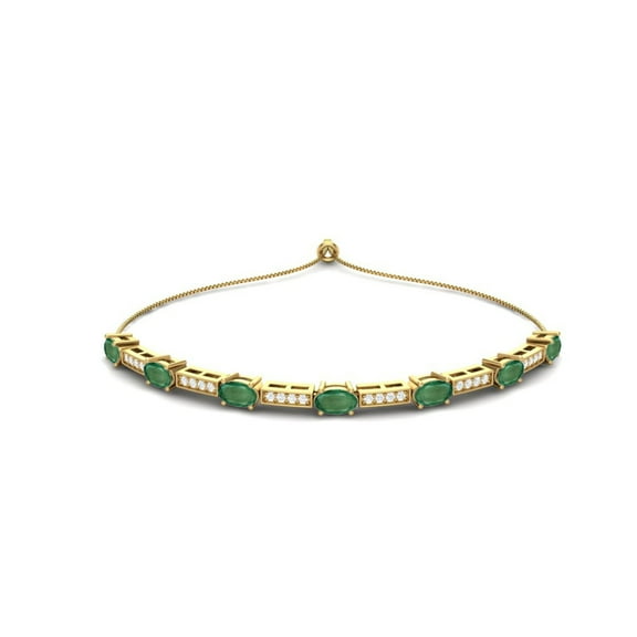 925 Sterling Silver Gold Vermeil Natural Emerald Adjustable Chain Women Valentines Day Gifts Tennis Bracelet
