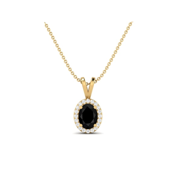 925 Sterling Silver Gold Vermeil Oval Black Spinel Solitaire Women Valentines Day Gifts Necklace