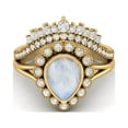 thumbnail image 1 of 925 Sterling Silver Gold Vermeil Pear Shape Moonstone Tiara Crown Valentines Day Gifts Ring, 1 of 3