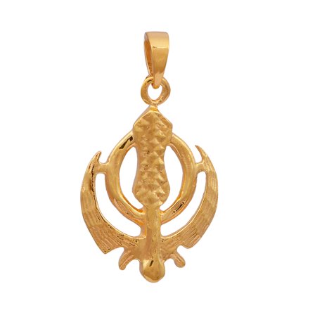 925 Sterling Silver Gold Vermeil Punjabi Khanda Symbol Religious Pendant