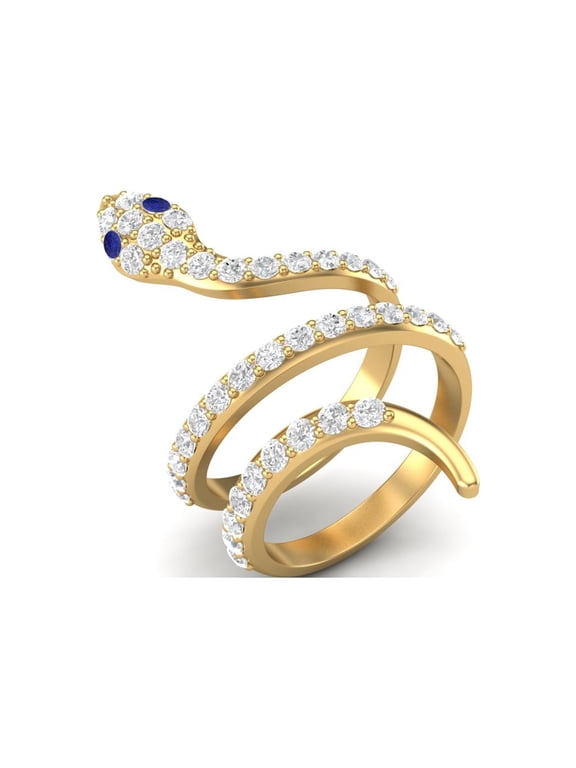 925 Sterling Silver Gold Vermeil Women Wrap Lapis Cobra Snake Valentines Day Gift Rings