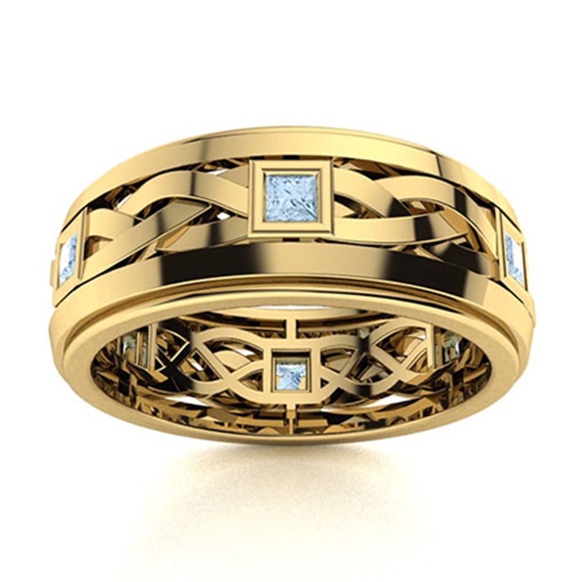925 Sterling Silver Gold Vermeil Square Cut Aquamarine His & Her ...