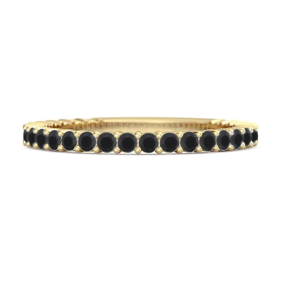 925 Sterling Silver Gold Vermeil Stacking Women Valentines Day Gifts Ring 0.60 Ct Black Spinel Eternity Raquel